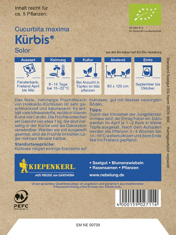 BIO Kürbis, F1, (Uchiki Kuri) Bio-Saatgut, Zwiebelartige Form, Gewicht 1 - 1,5 Kg 3 BIO Kürbis, F1, (Uchiki Kuri) Bio-Saatgut, Zwiebelartige Form, Gewicht 1 - 1,5 Kg