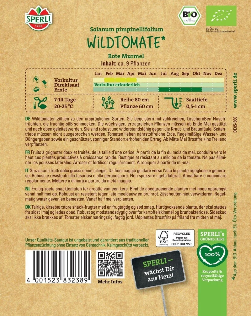 BIO Wildtomate Rote Murmel, Wüchsige Naschsorte Mit Zahlreichen Früchten 3 BIO Wildtomate Rote Murmel, Wüchsige Naschsorte Mit Zahlreichen Früchten
