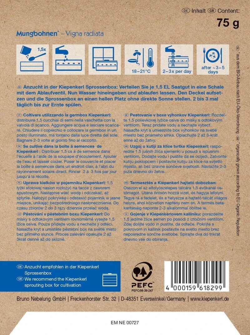 BIO Keimsprossen Mungbohnen, 75 G Bio-Samen Zur Sprossenanzucht 3 BIO Keimsprossen Mungbohnen, 75 G Bio-Samen Zur Sprossenanzucht