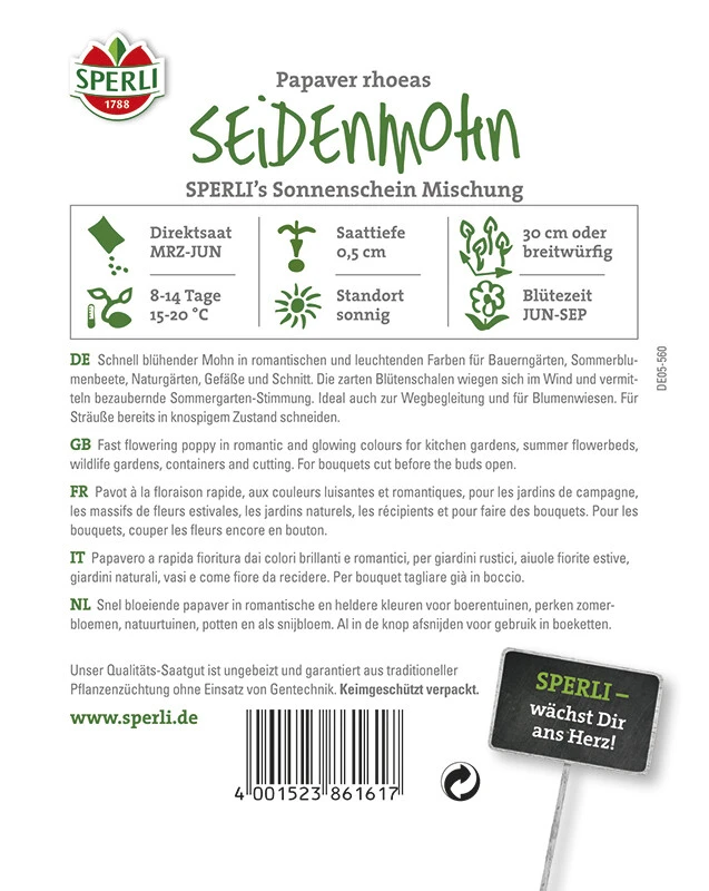 Mohn Sonnenschein Mischung (Seidenmohn) 3 Mohn Sonnenschein Mischung (Seidenmohn)