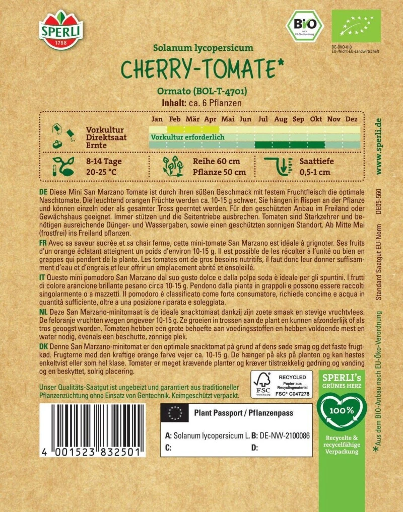 BIO Kirsch-Tomate Ormato (BOL-T-4701), Naschsorte, Freiland Und Gewächshaus, Bio Saatgut 4 BIO Kirsch-Tomate Ormato (BOL-T-4701), Naschsorte, Freiland Und Gewächshaus, Bio Saatgut – Bild 2